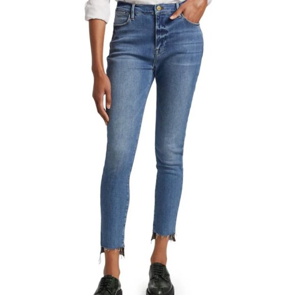FRAME Denim Le High Skinny Raw Stagger Jeans in Westway - Picture 1 of 7